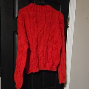 Cozy Red Cable Knit Sweater